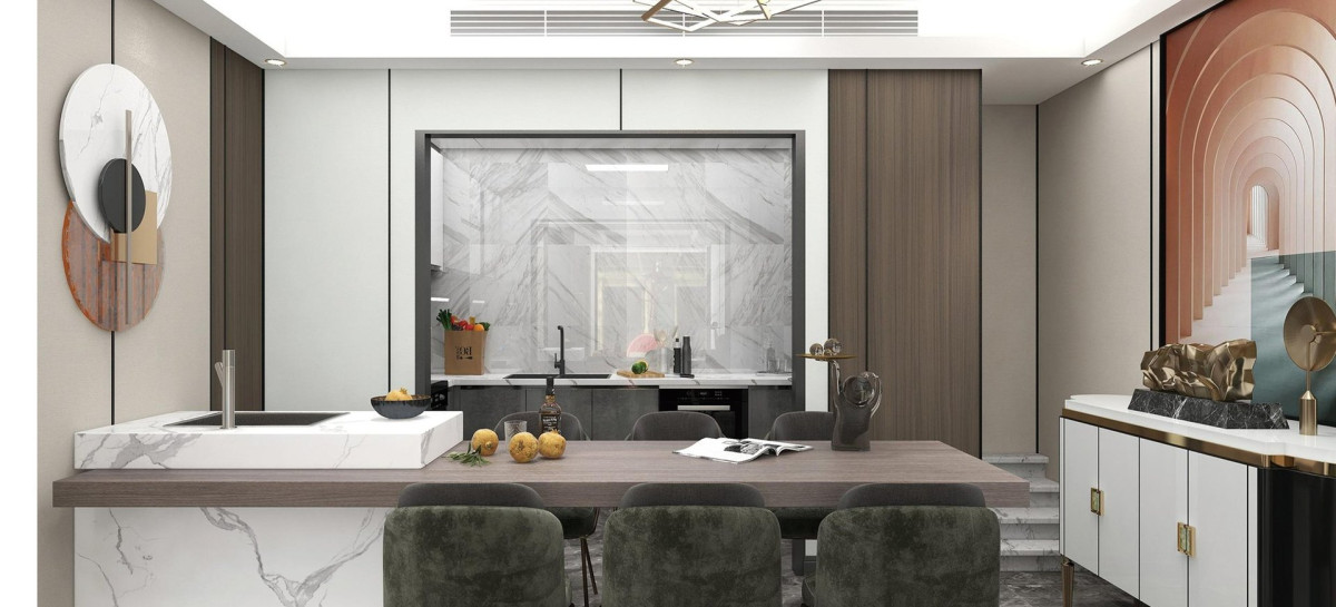 Cuisine habillée de panneaux muraux décoratifs